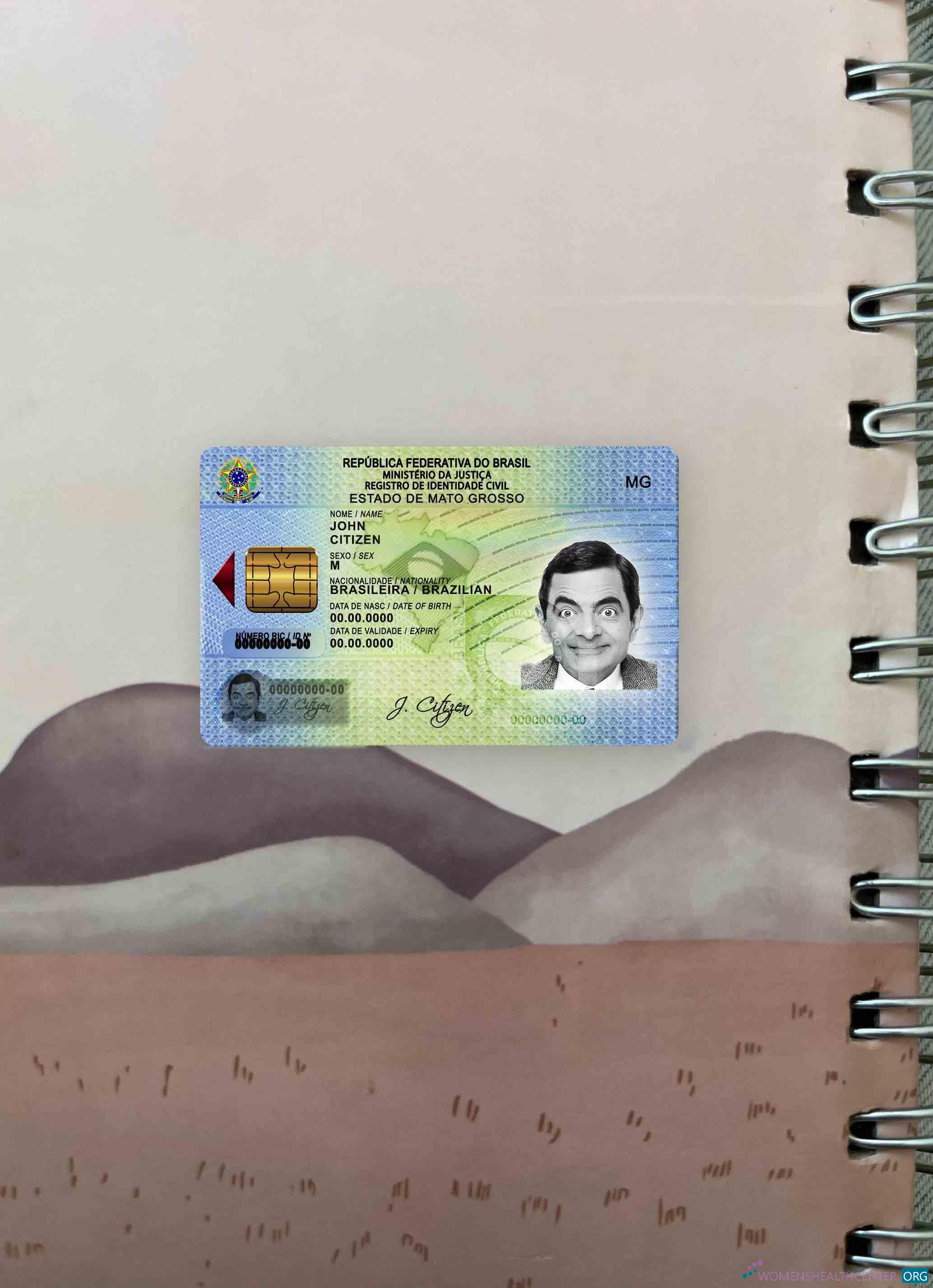 Download Brazil ID template (from 2009) photolook FRONT Photoshop template